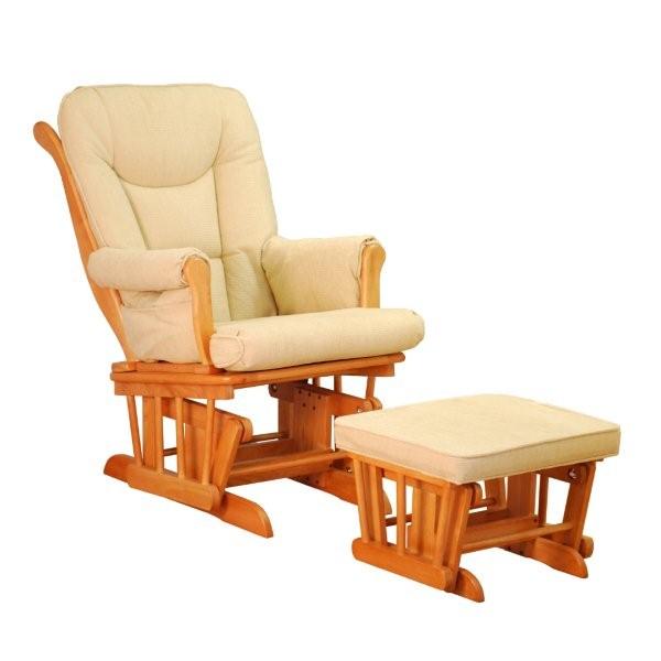 AFG GL7126 Glider Chair Pecan/ Beige Pad with Ottoman